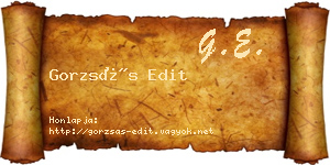 Gorzsás Edit névjegykártya
